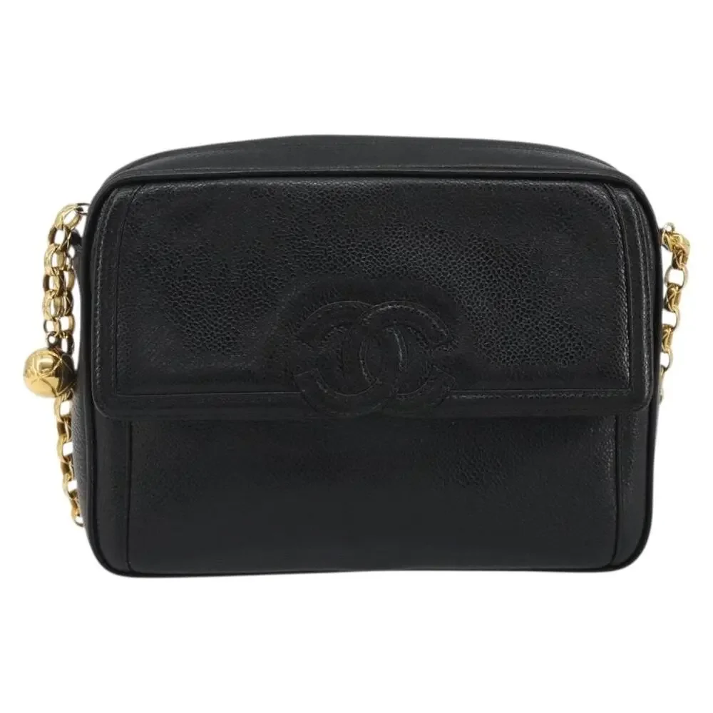 Chanel Chain Shoulder Bag Black Caviar Leather